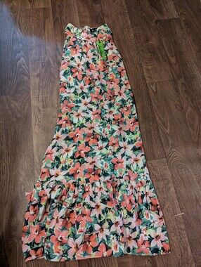 Nwt Sam Edelman Brushed Floral High Neck Tiered dress Size LARGE Clematis Print